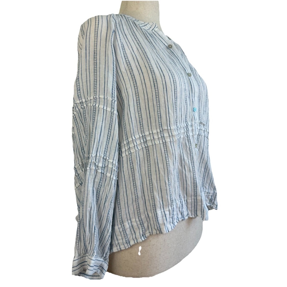 Rails Frances Sonoma Stripe Size XL Balloon‎ Sleeve Shell Button Linen Blend